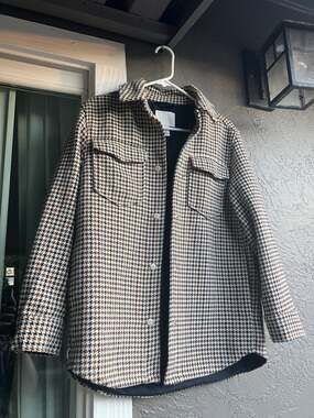 H&M Houndstooth Pattern Shirt Jacket Shacket